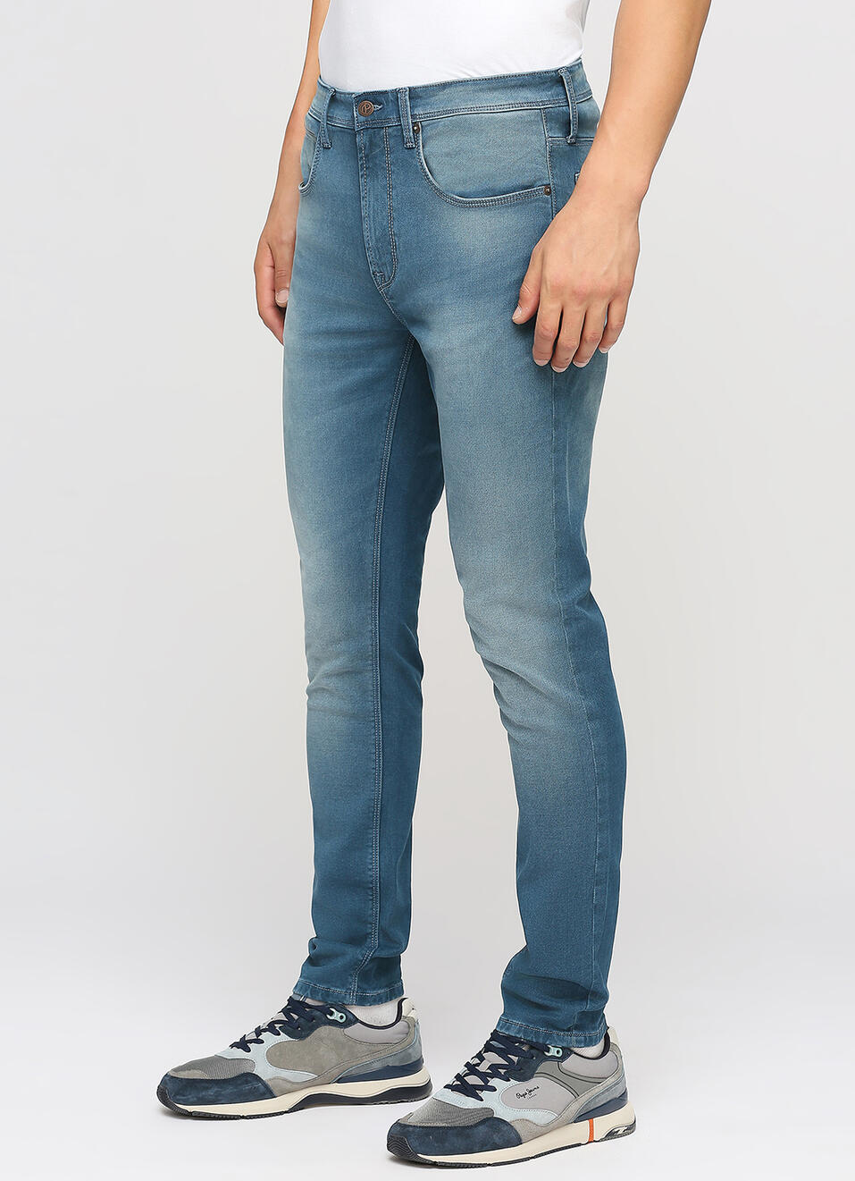 Chinox Dark Blue Mid Rise Skinny Jeans, , large image number 5