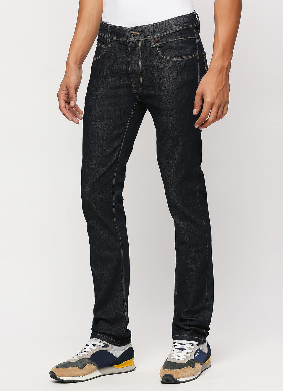 Vapour Blue Mid Waist Slim Powerflex Jeans, , large image number 6