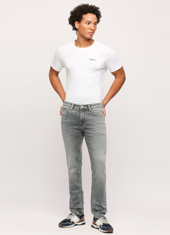 Vapour Grey Low Rise Tapered Jeans
