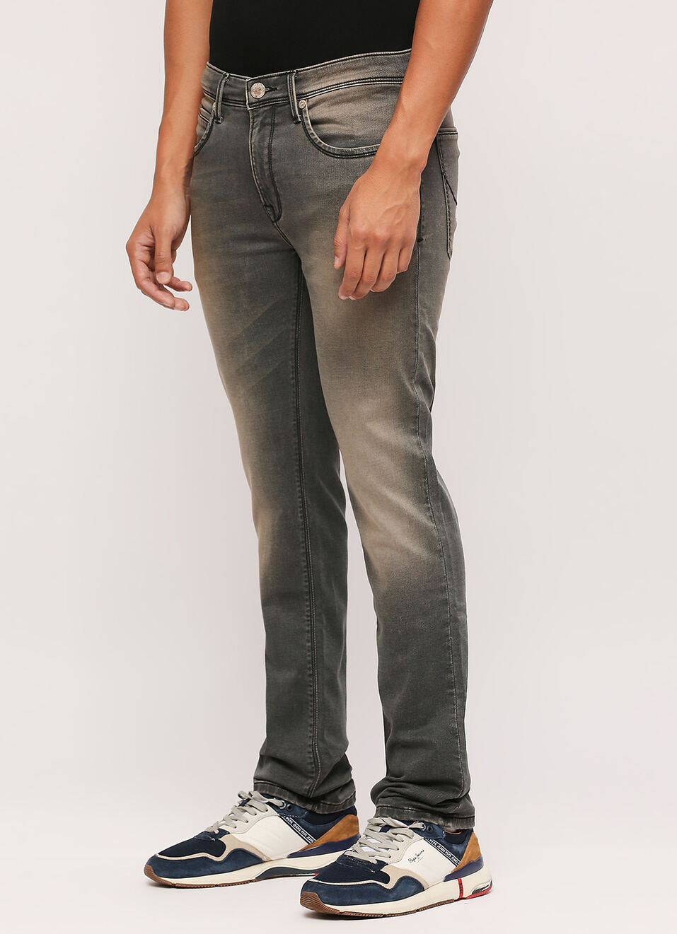 Vapour Black Mid Waist Slim Fit Jeans, , large image number 6