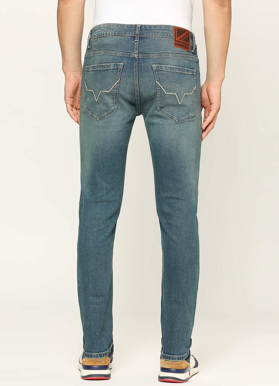 Vapour Dark Blue Mid Rise Tapered Jeans, , large image number 4