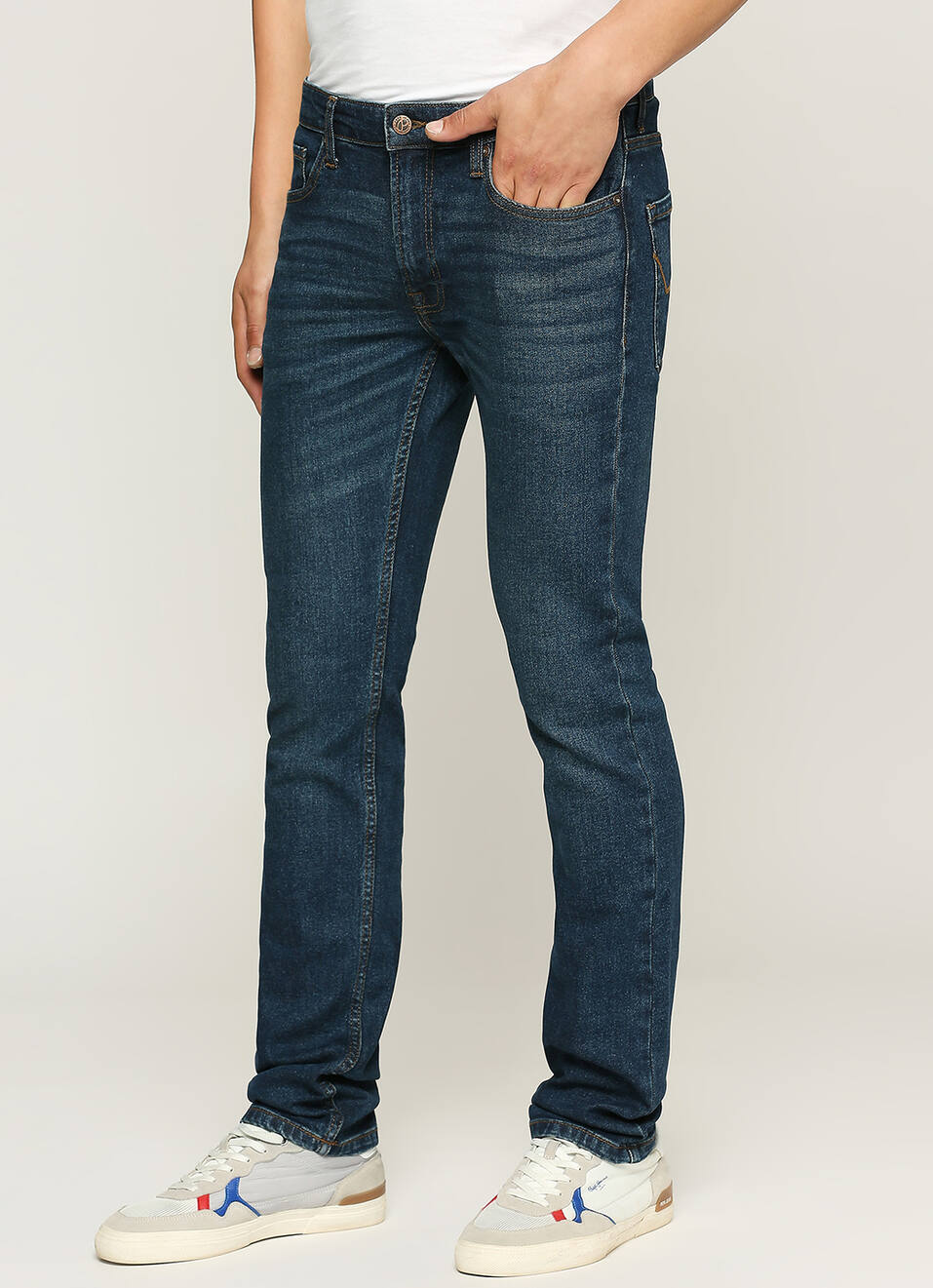 Vapour Blue Mid Rise Slim Fit Jeans, , large image number 6