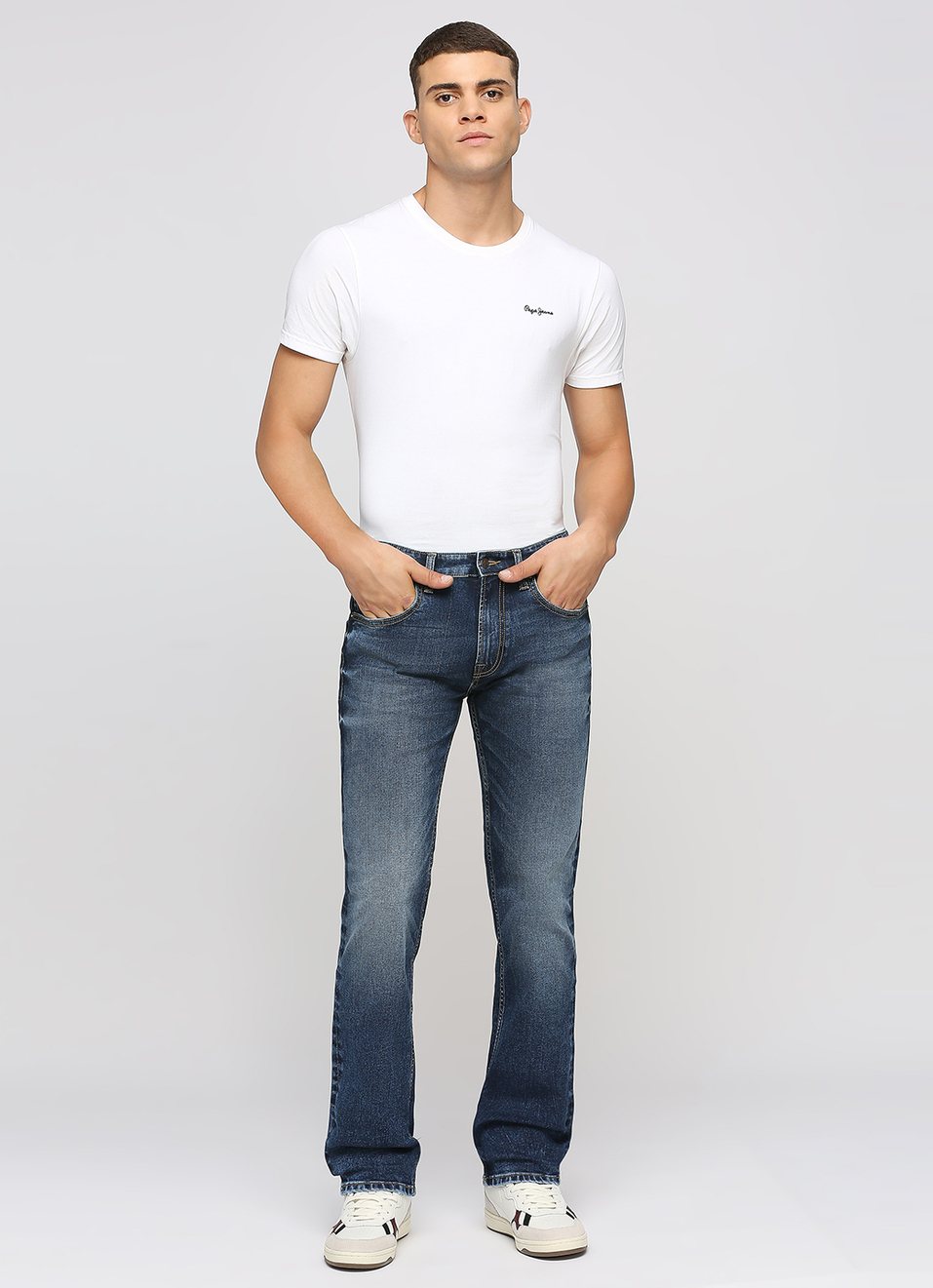 Holborne Dark Blue Mid Rise Straight Fit Jeans, , large image number 1