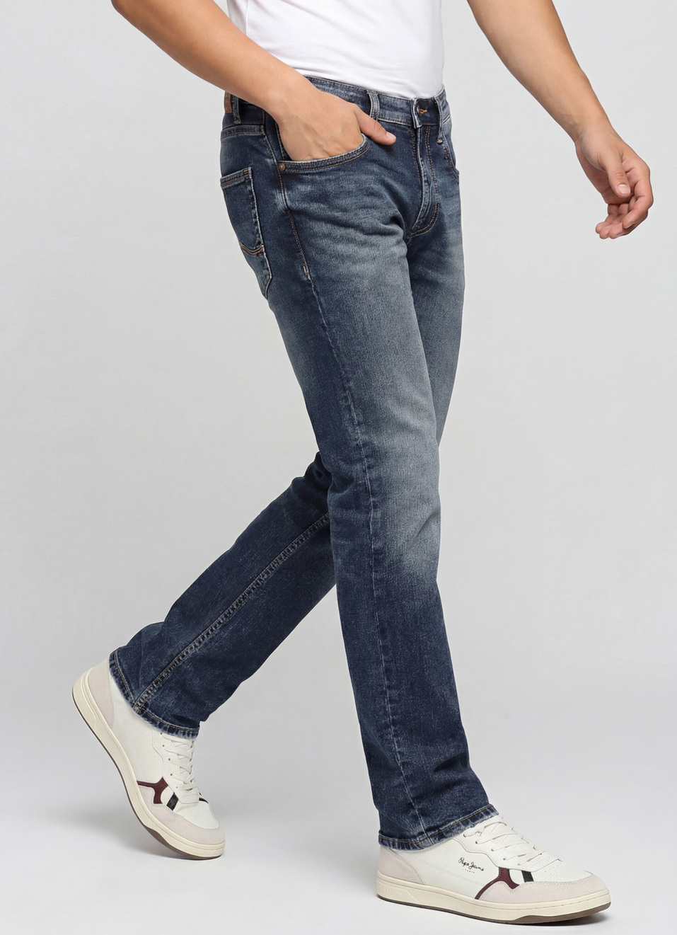 Holborne Dark Blue Mid Rise Straight Fit Jeans, , large image number 0