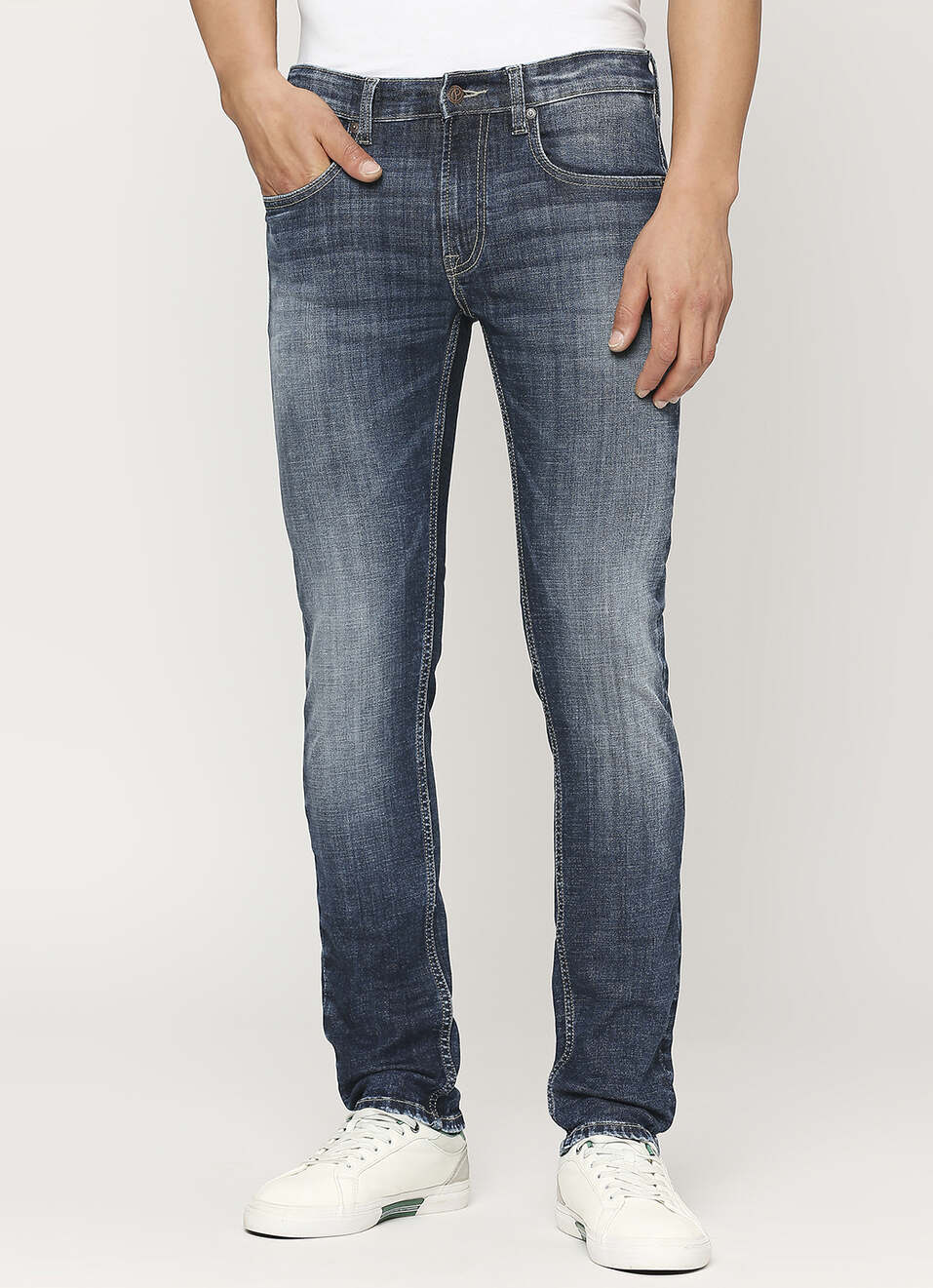 Vapour Blue Mid Waist Slim Fit Jeans, , large image number 2