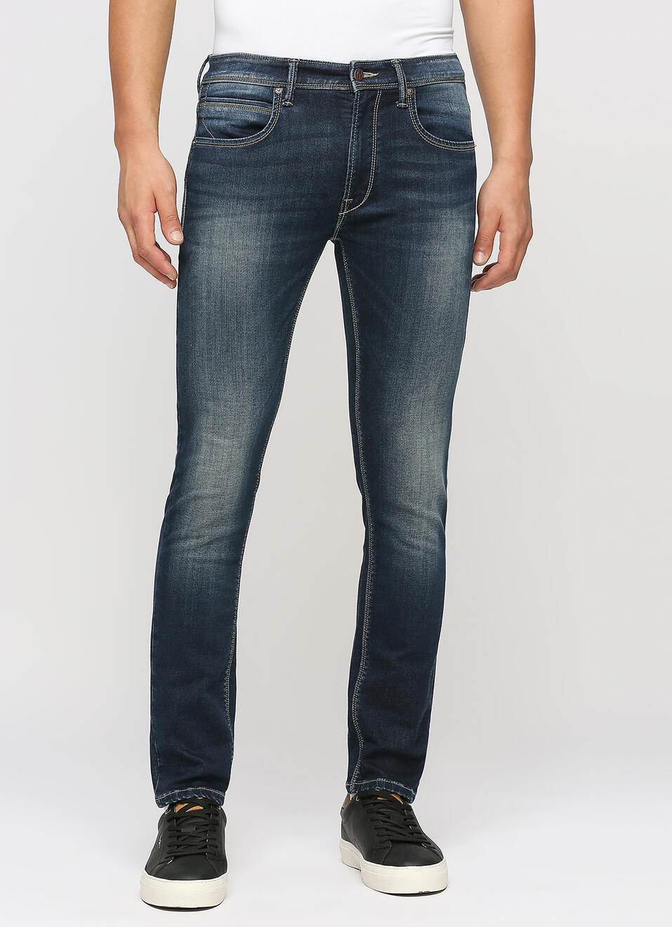 Vapour Dark Blue Low Rise Tapered Jeans, , large image number 2