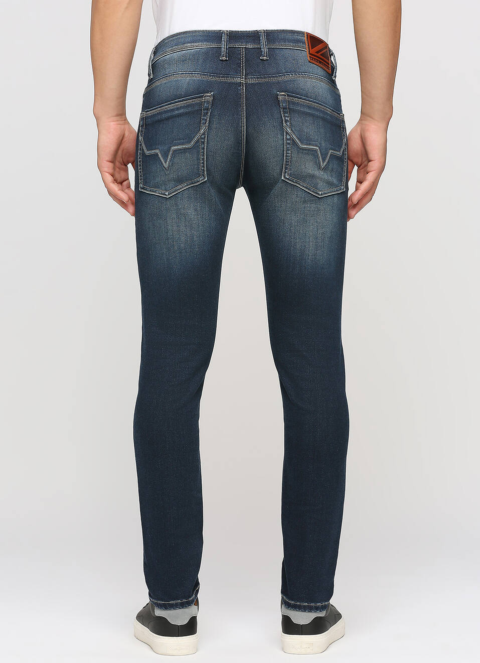Vapour Dark Blue Low Rise Tapered Jeans, , large image number 3