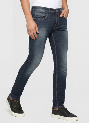 Vapour Dark Blue Low Rise Tapered Jeans