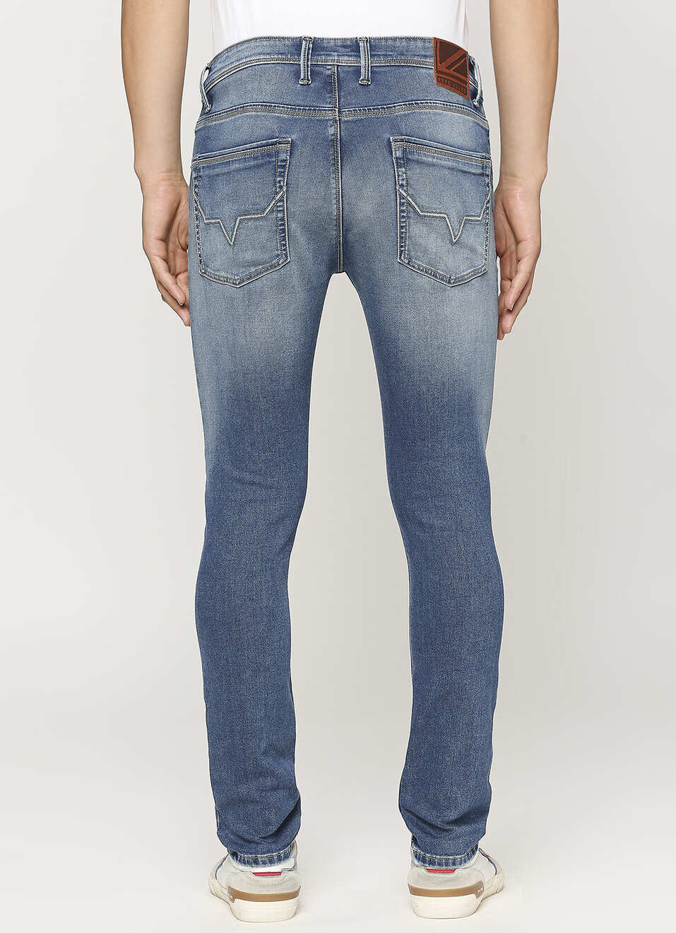 Tapered Vapour Blue Low Rise Slim Fit Jeans, , large image number 3