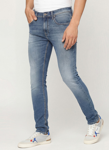 Tapered Vapour Blue Low Rise Slim Fit Jeans