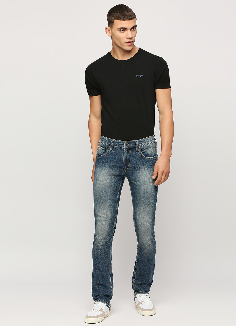 Vapour Dark Blue Mid Rise Slim Fit Jeans, , large image number 1