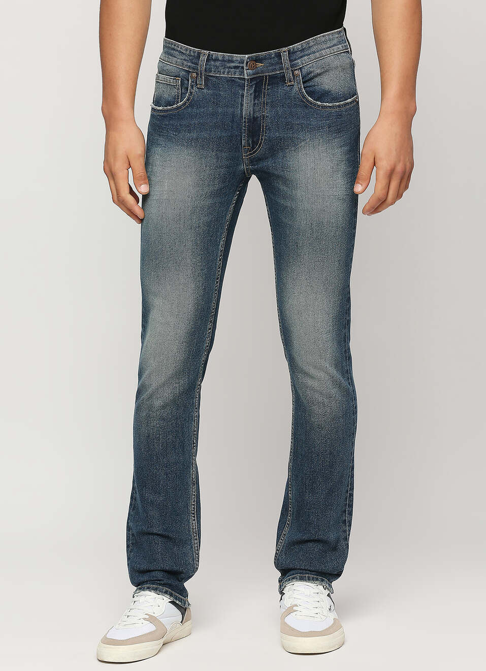 Vapour Dark Blue Mid Rise Slim Fit Jeans, , large image number 2