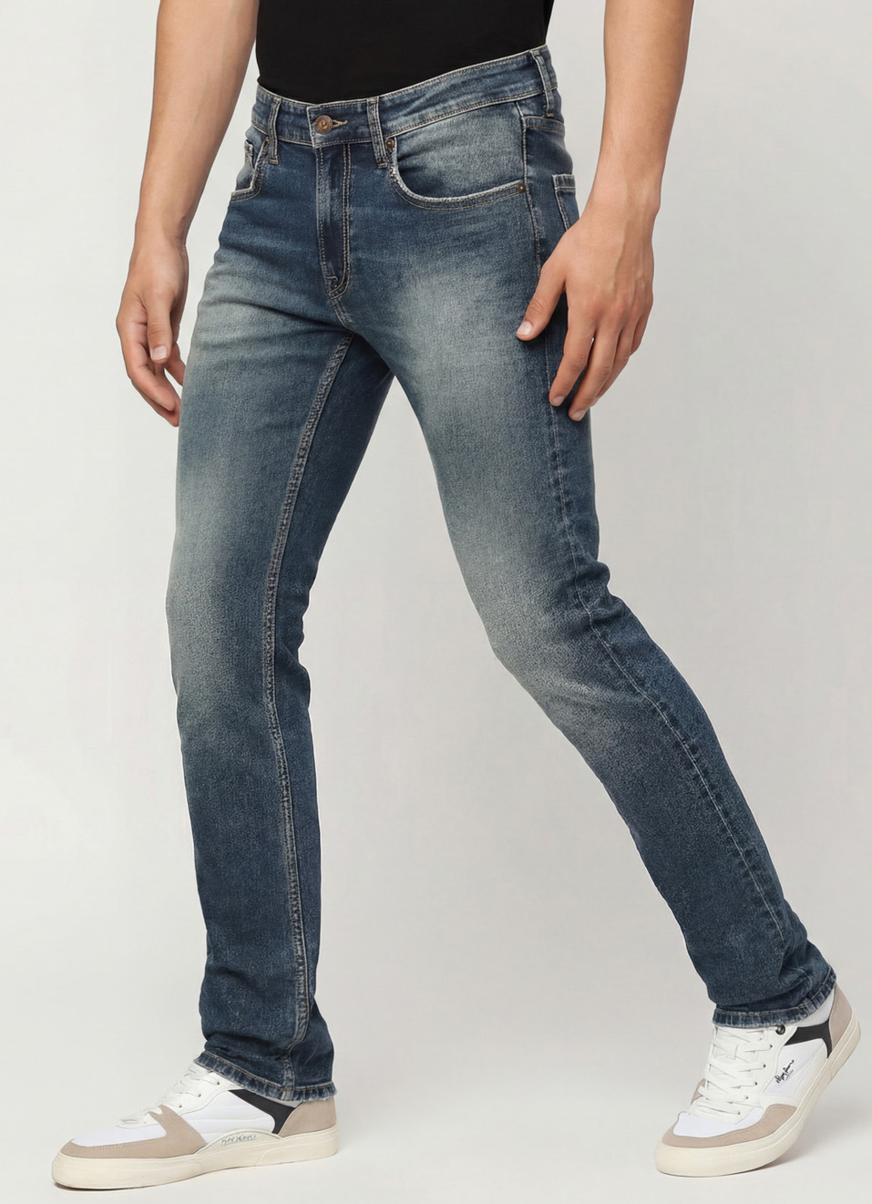 Vapour Dark Blue Mid Rise Slim Fit Jeans, , large image number 0