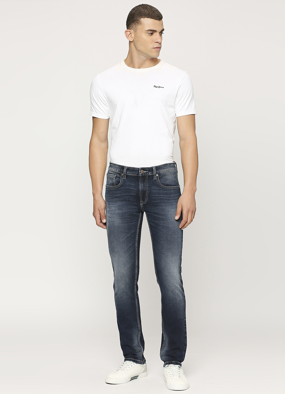 Vapour Blue Mid Rise Slim Fit Jeans, , large image number 1