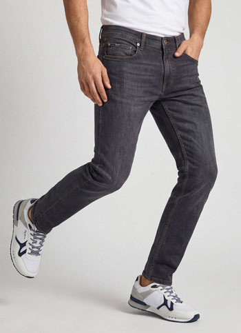 Vapour Black Low Rise Tapered Jeans