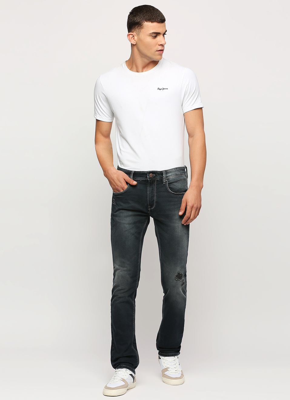 Vapour Black Mid Rise Slim Fit Jeans, , large image number 1