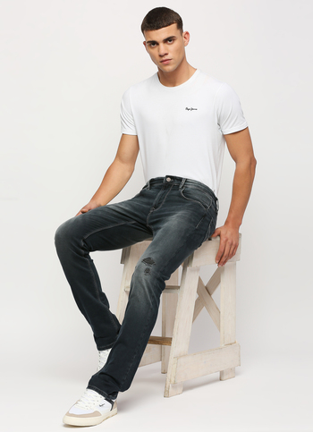 Vapour Black Mid Rise Slim Fit Jeans