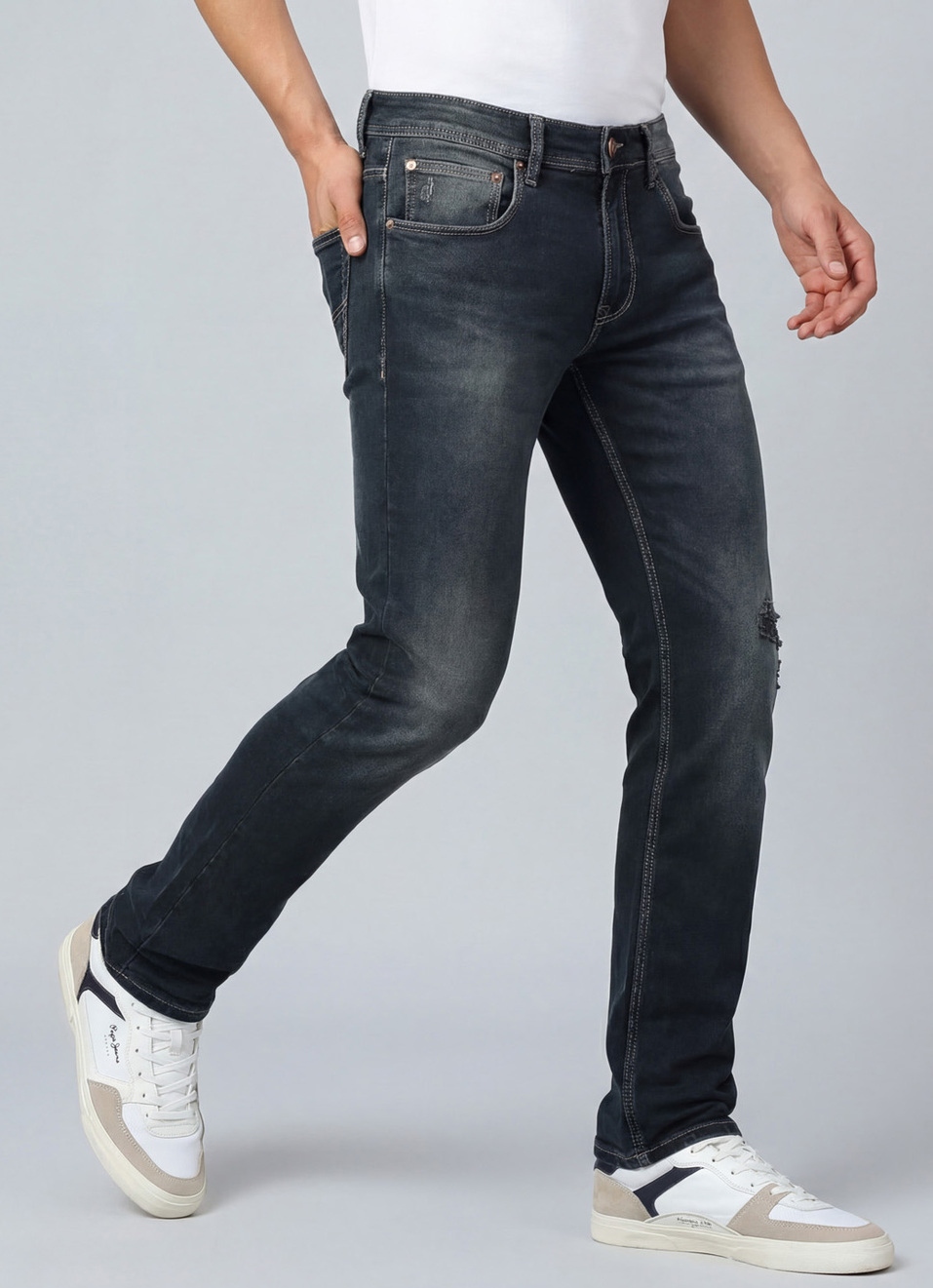 Vapour Black Mid Rise Slim Fit Jeans, , large image number 0