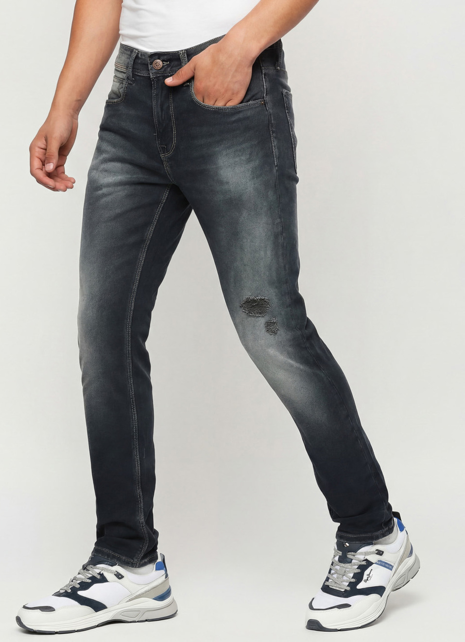 Chinox Black Mid Rise Regular Fit Jeans, , large image number 0