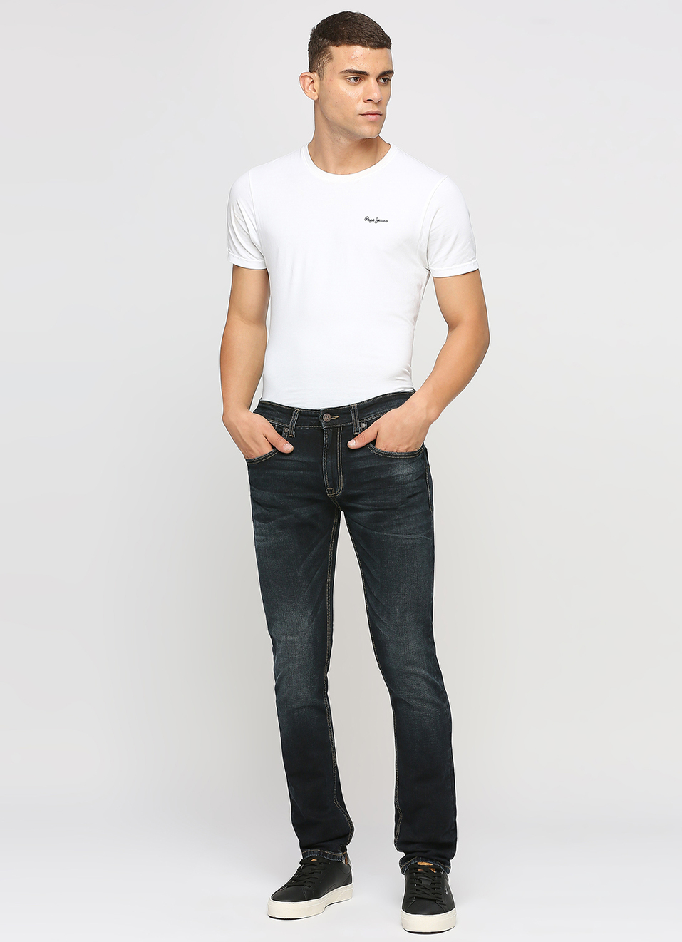 Vapour Dark Blue Mid Rise Slim Fit Jeans, , large image number 1