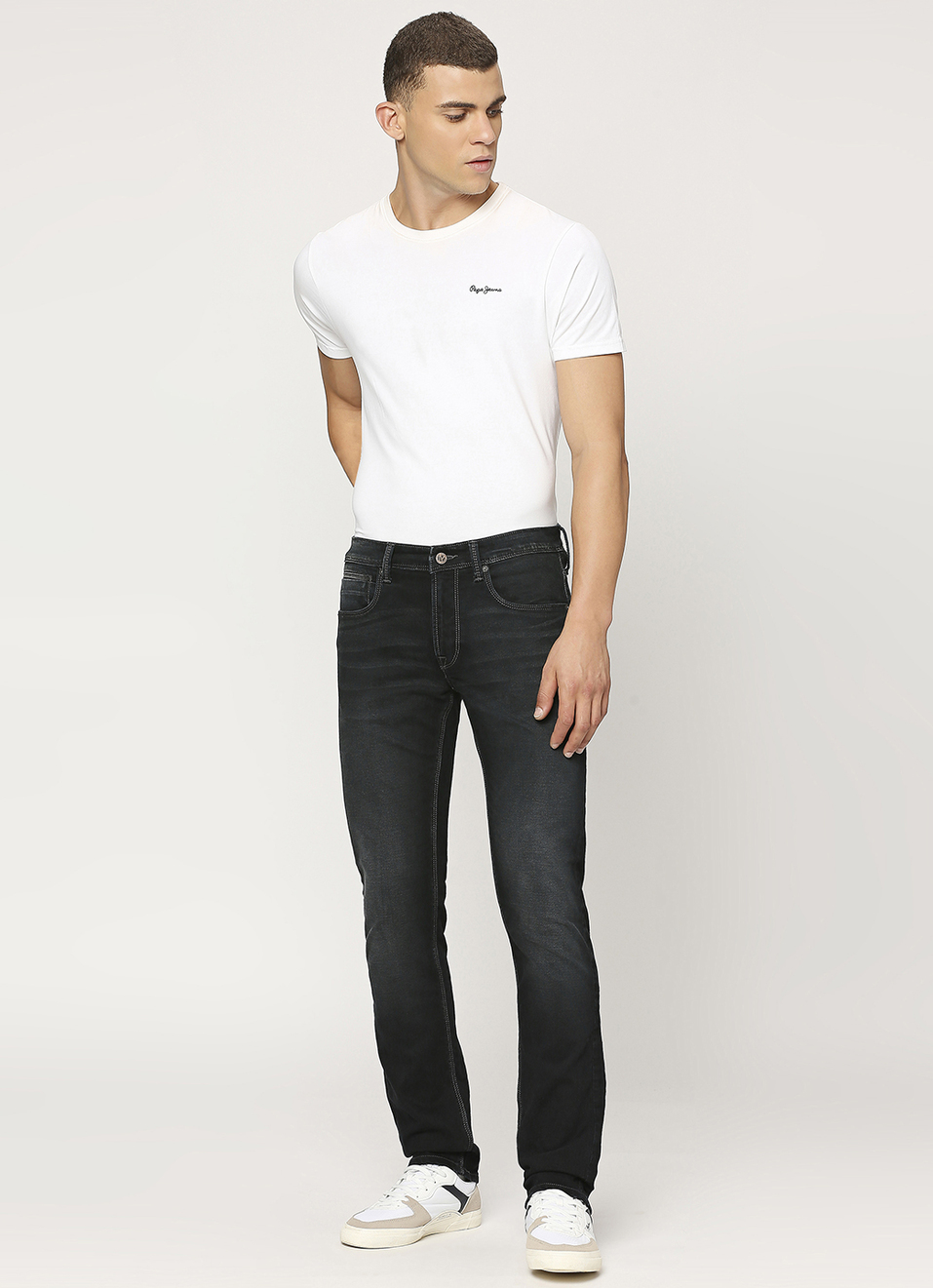 Vapour Black Mid Rise Slim Fit Jeans, , large image number 1