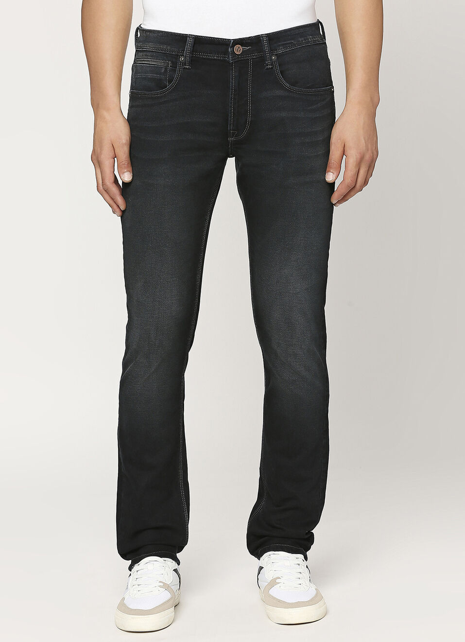 Vapour Black Mid Rise Slim Fit Jeans, , large image number 2