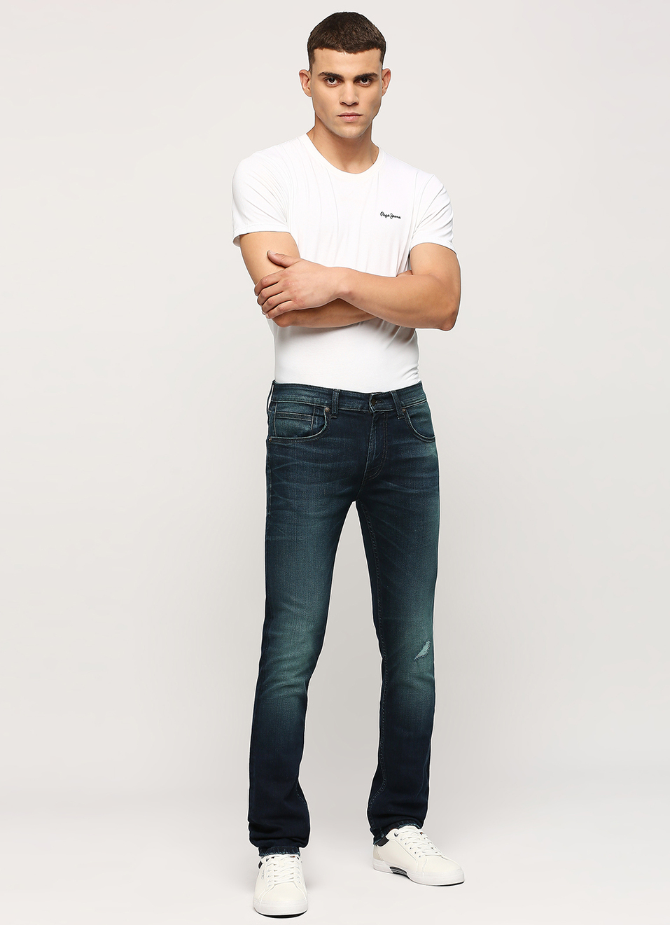 Vapour Dark Blue Mid Rise Slim Fit Jeans, , large image number 1