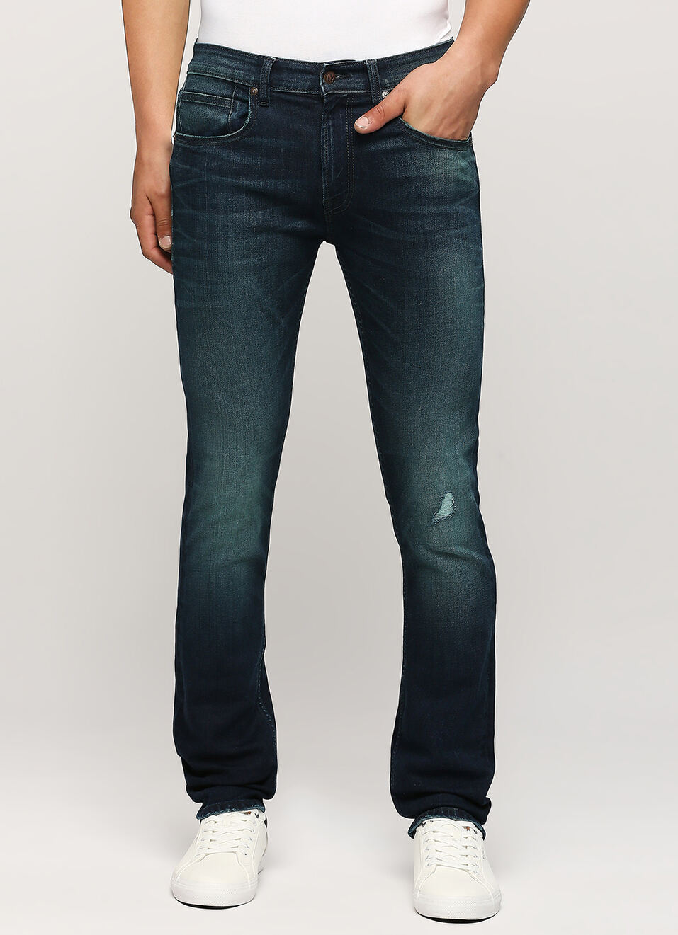 Vapour Dark Blue Mid Rise Slim Fit Jeans, , large image number 2