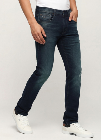 Vapour Dark Blue Mid Rise Slim Fit Jeans