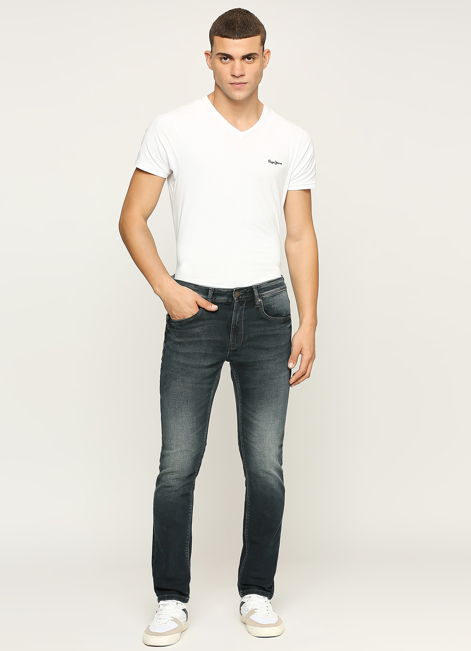 Tapered Vapour Black Low Waist Slim Fit Jeans, , large image number 1