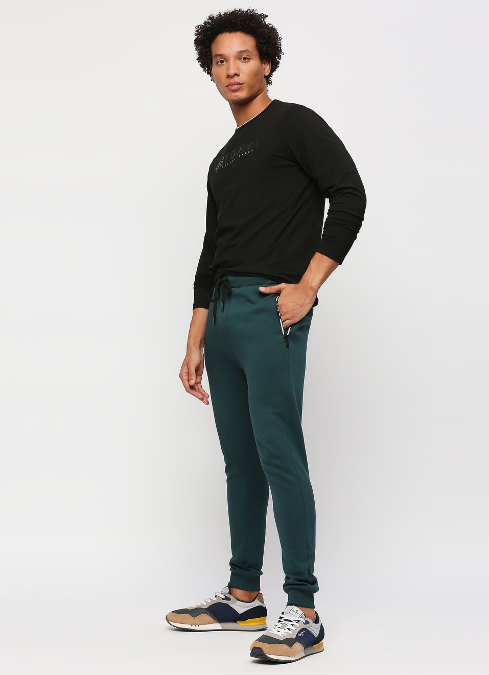 Green Sporty Skinny Fit Joggers, , large image number 0