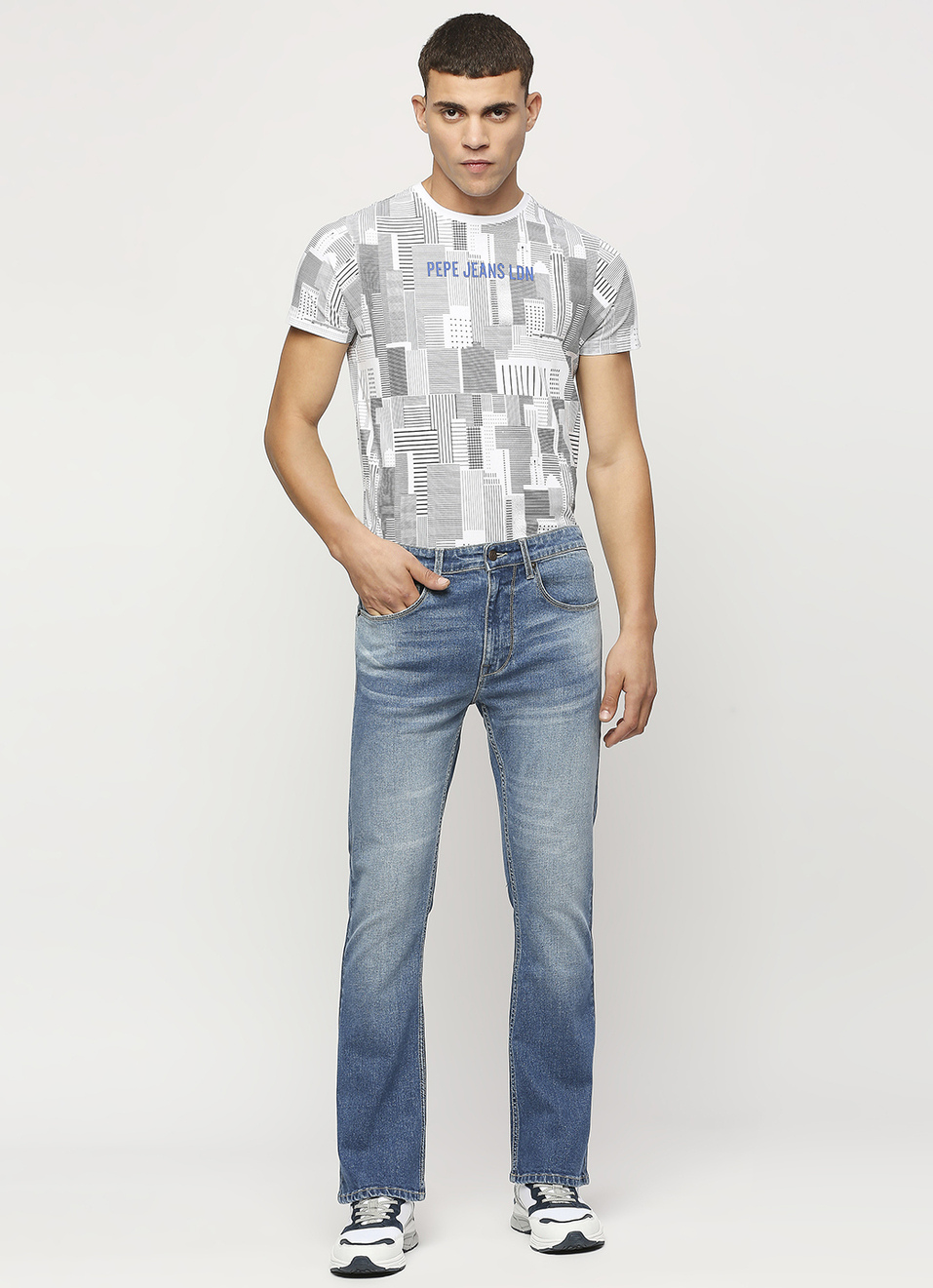 Light Blue Mid Rise Bootcut Jeans, , large image number 3