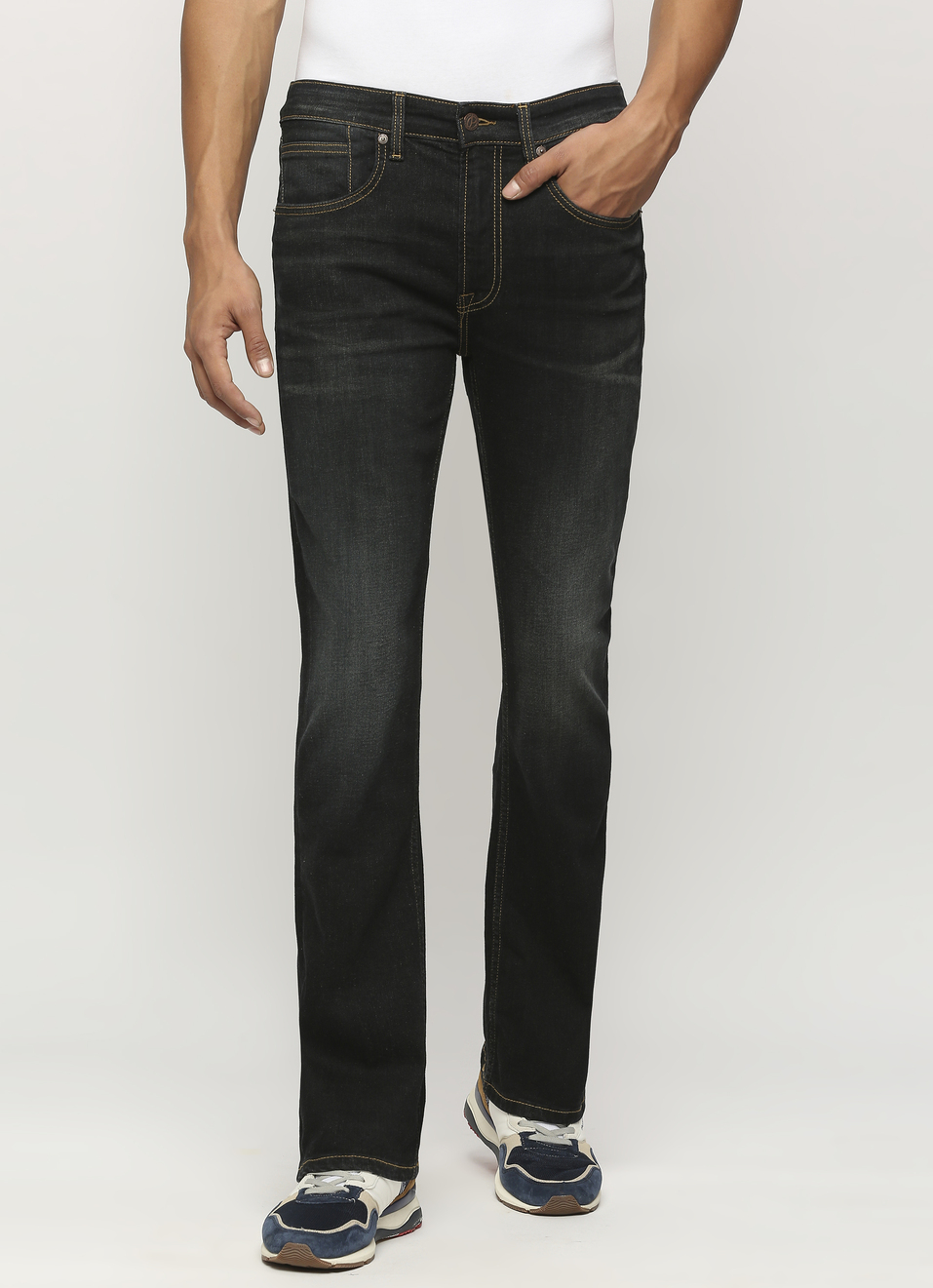 Black Mid Rise Bootcut Jeans, , large image number 1