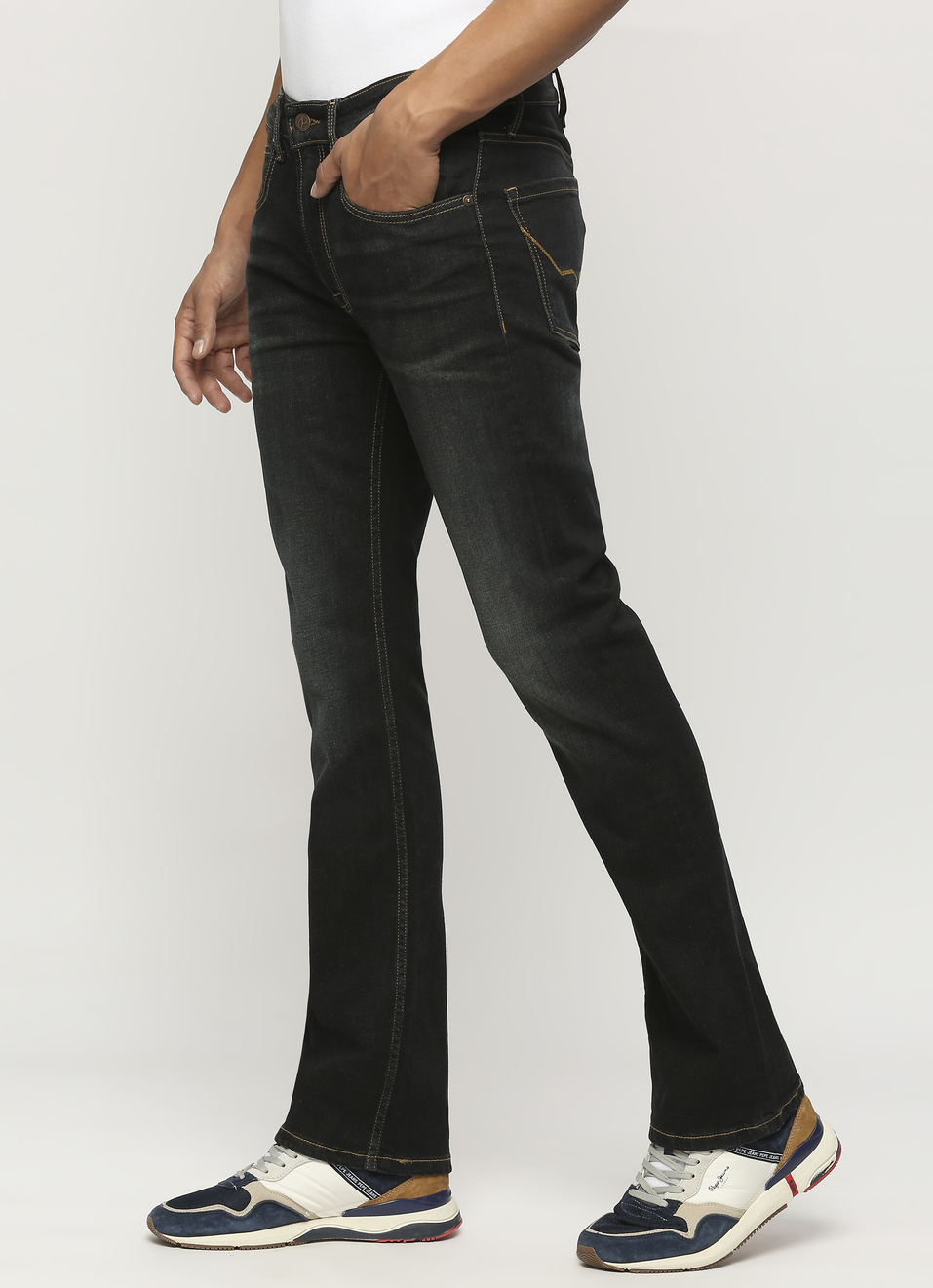 Black Mid Rise Bootcut Jeans, , large image number 3