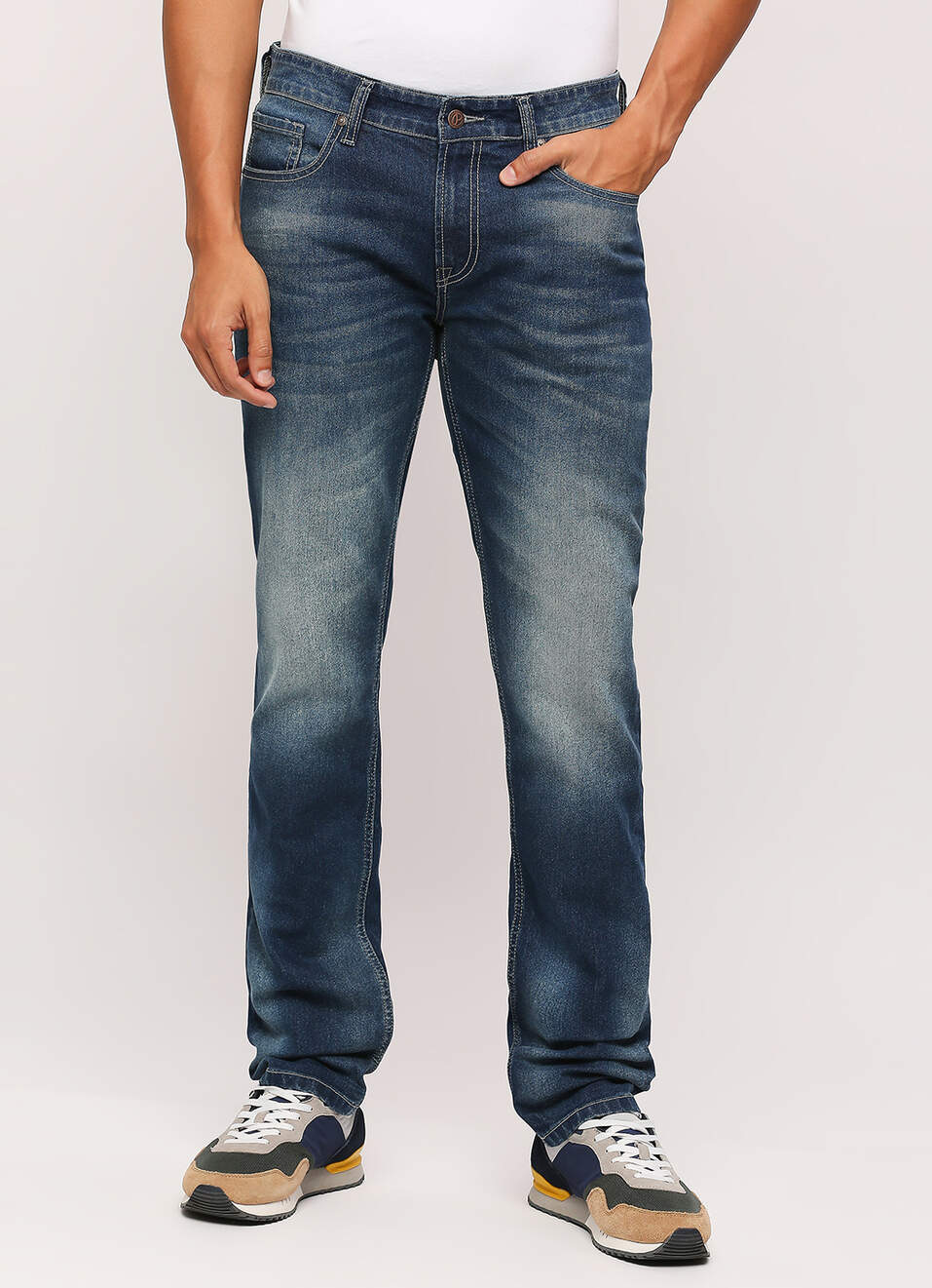 Men Blue Mid Rise Slim Fit Stretchable Jeans, , large image number 2