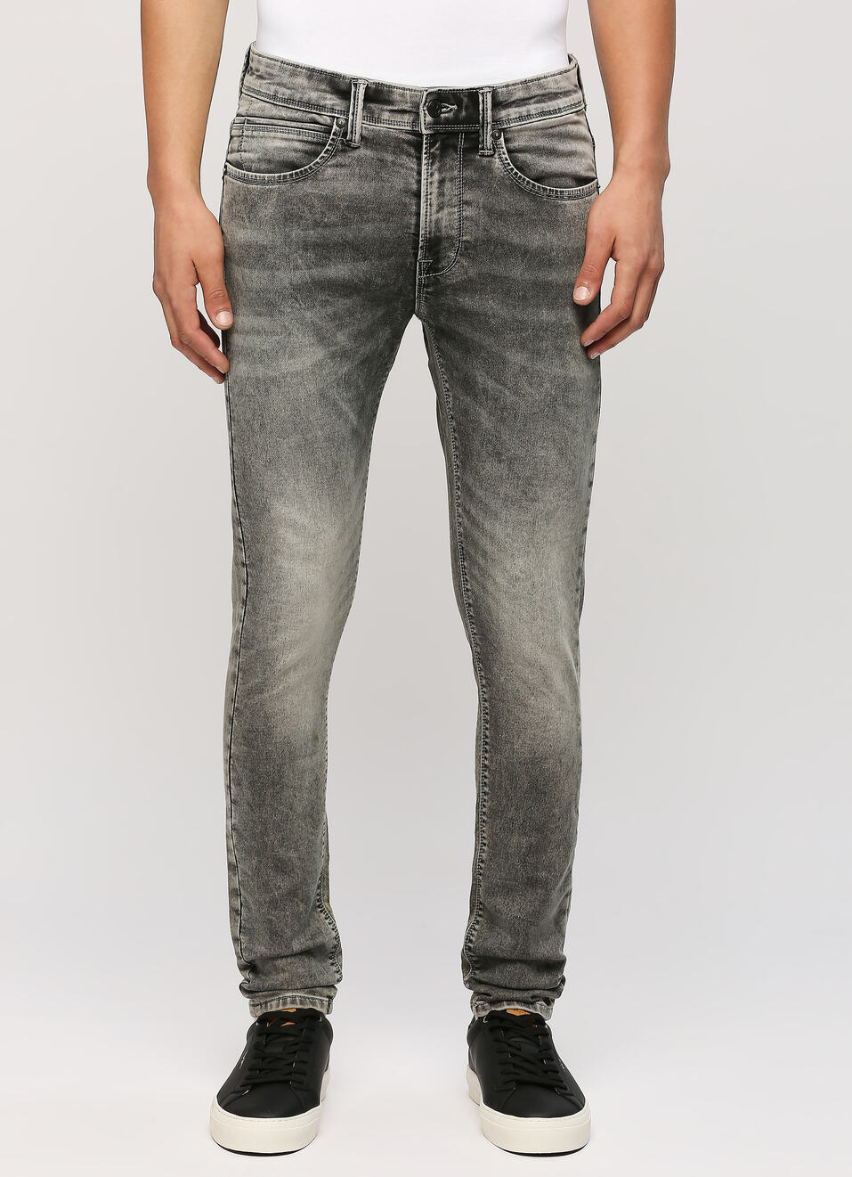 Men Grey Mid Rise Slim Fit Tapered Leg Stretchable Jeans, , large image number 5