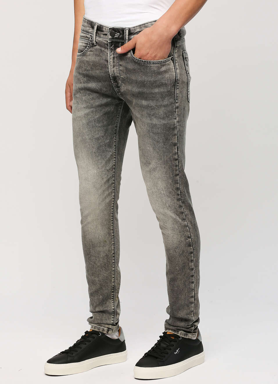 Men Grey Mid Rise Slim Fit Tapered Leg Stretchable Jeans, , large image number 6