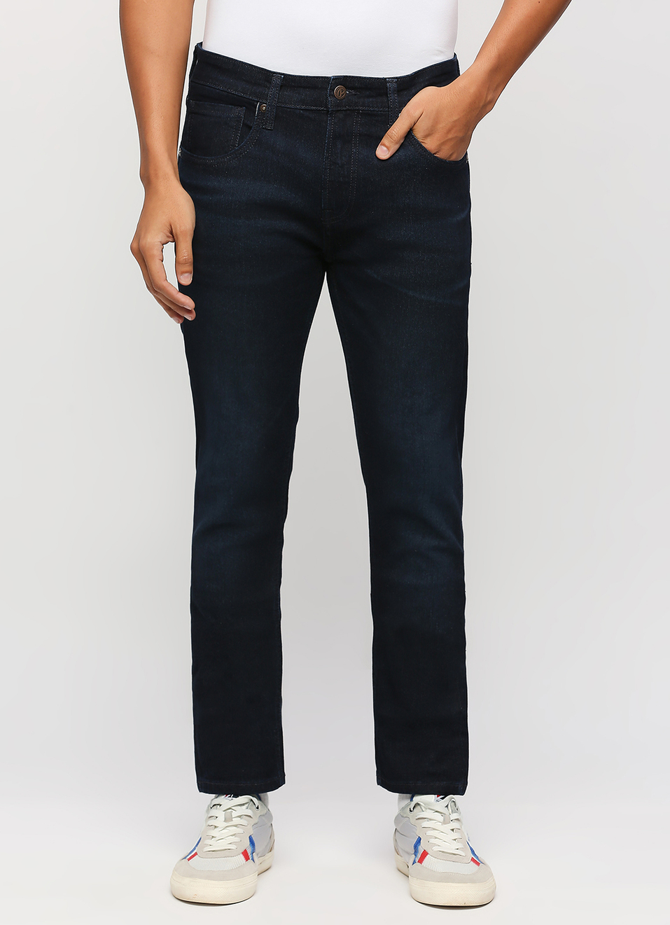 Vendie Dark Blue Mid Rise Straight Fit Jeans, , large image number 2