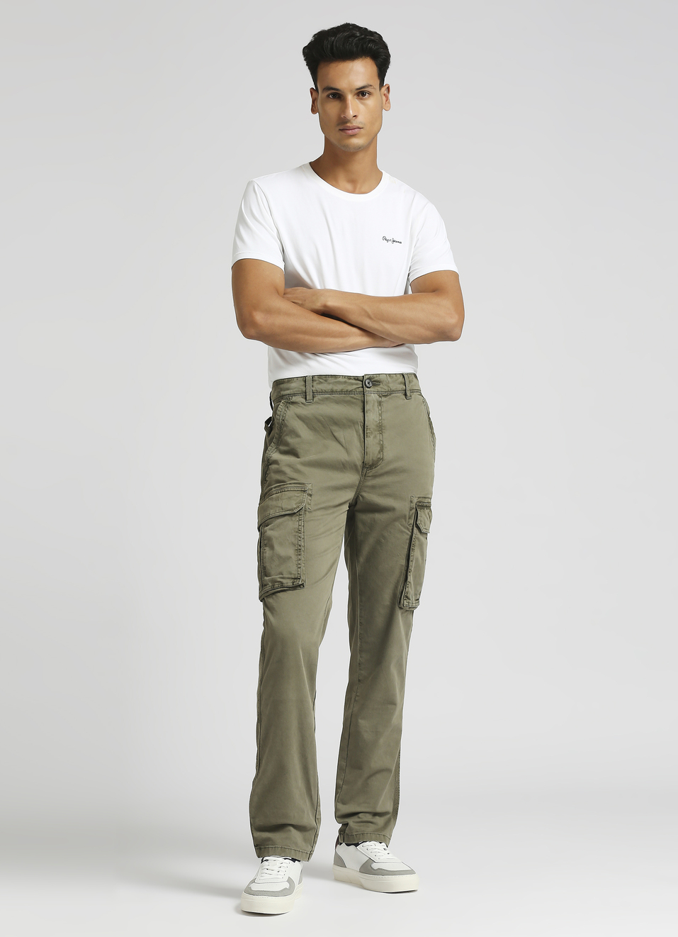Olive Overdyed Stretch Cargo Pants, , large image number 5