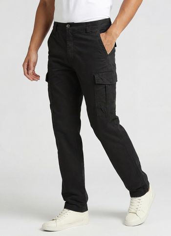 Black Overdyed Stretch Cargo Pants
