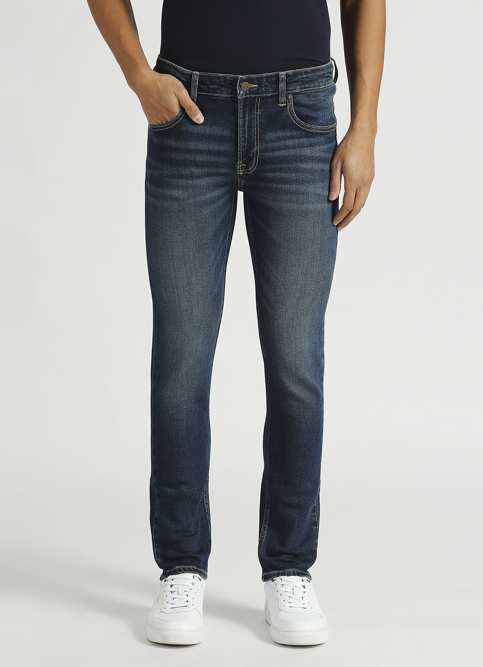 Vapour Dark Blue Low Rise Tapered Fit Jeans, , large image number 2
