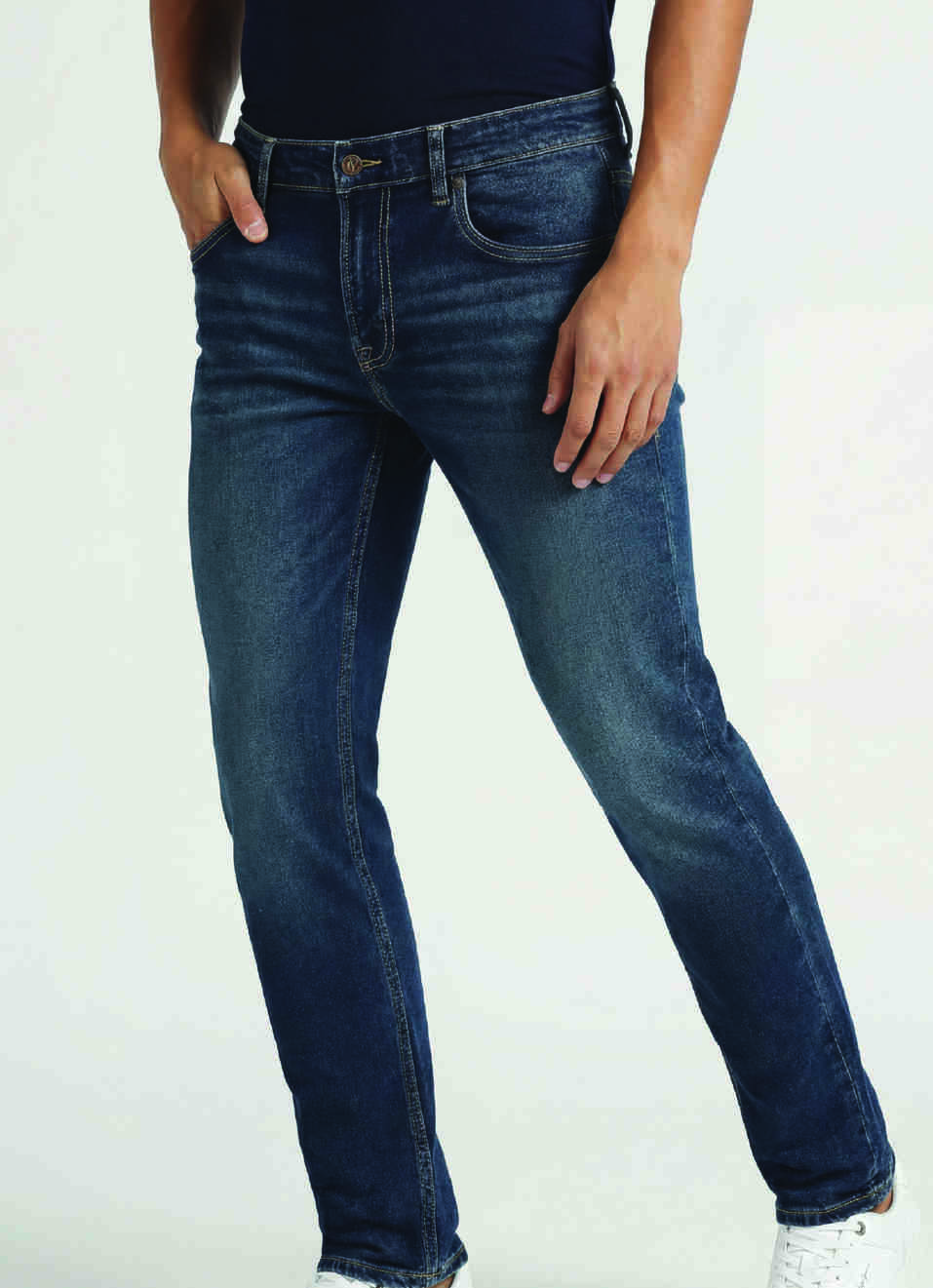 Vapour Dark Blue Low Rise Tapered Fit Jeans, , large image number 0