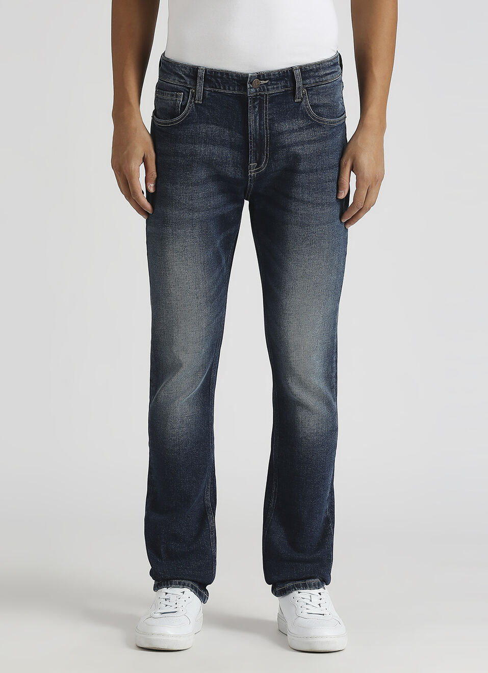 Vendie Dark Blue Mid Rise Straight Fit Jeans, , large image number 2