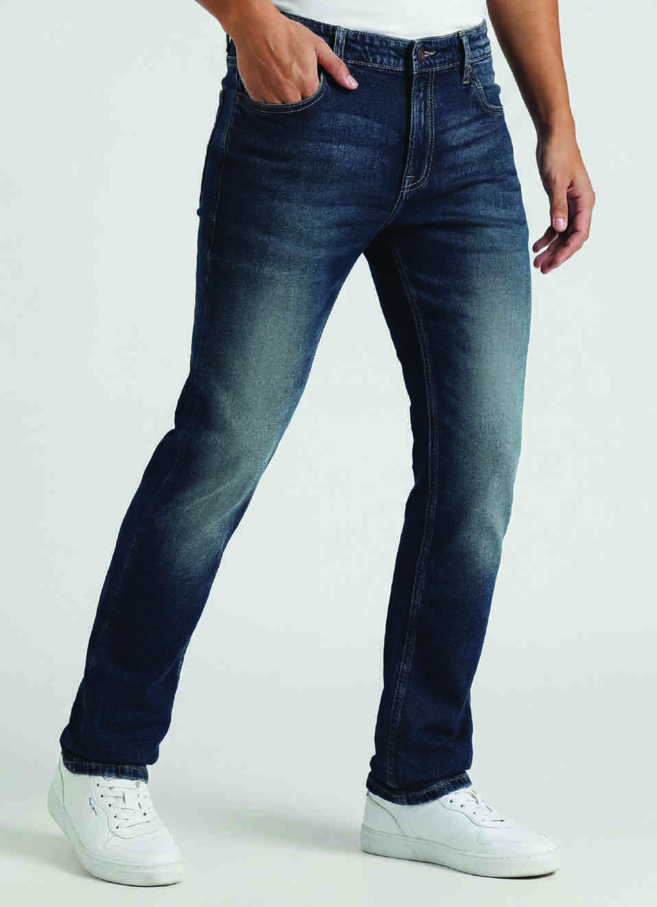 Vendie Dark Blue Mid Rise Straight Fit Jeans, , large image number 0