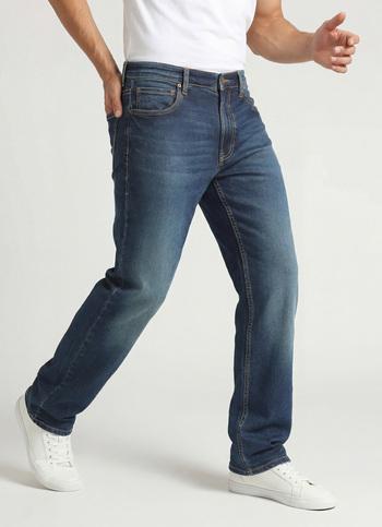 Marvis Dark Blue Mid Rise Straight Fit Jeans