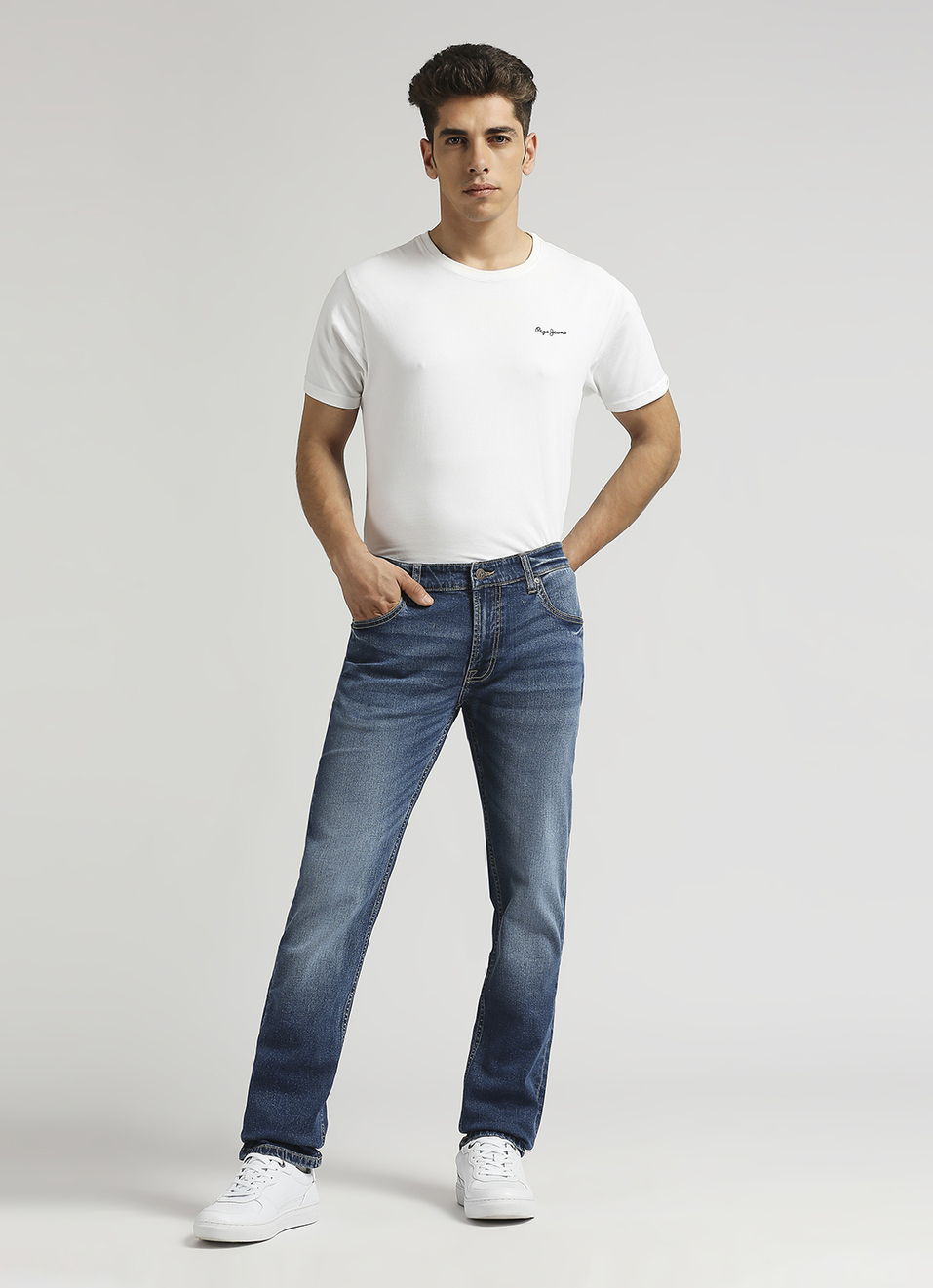 Vapour Blue Mid Rise Slim Fit Jeans, , large image number 1