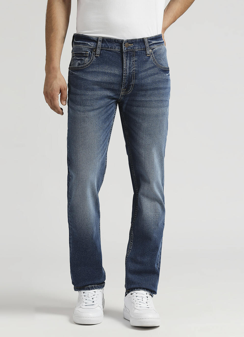 Vapour Blue Mid Rise Slim Fit Jeans, , large image number 2