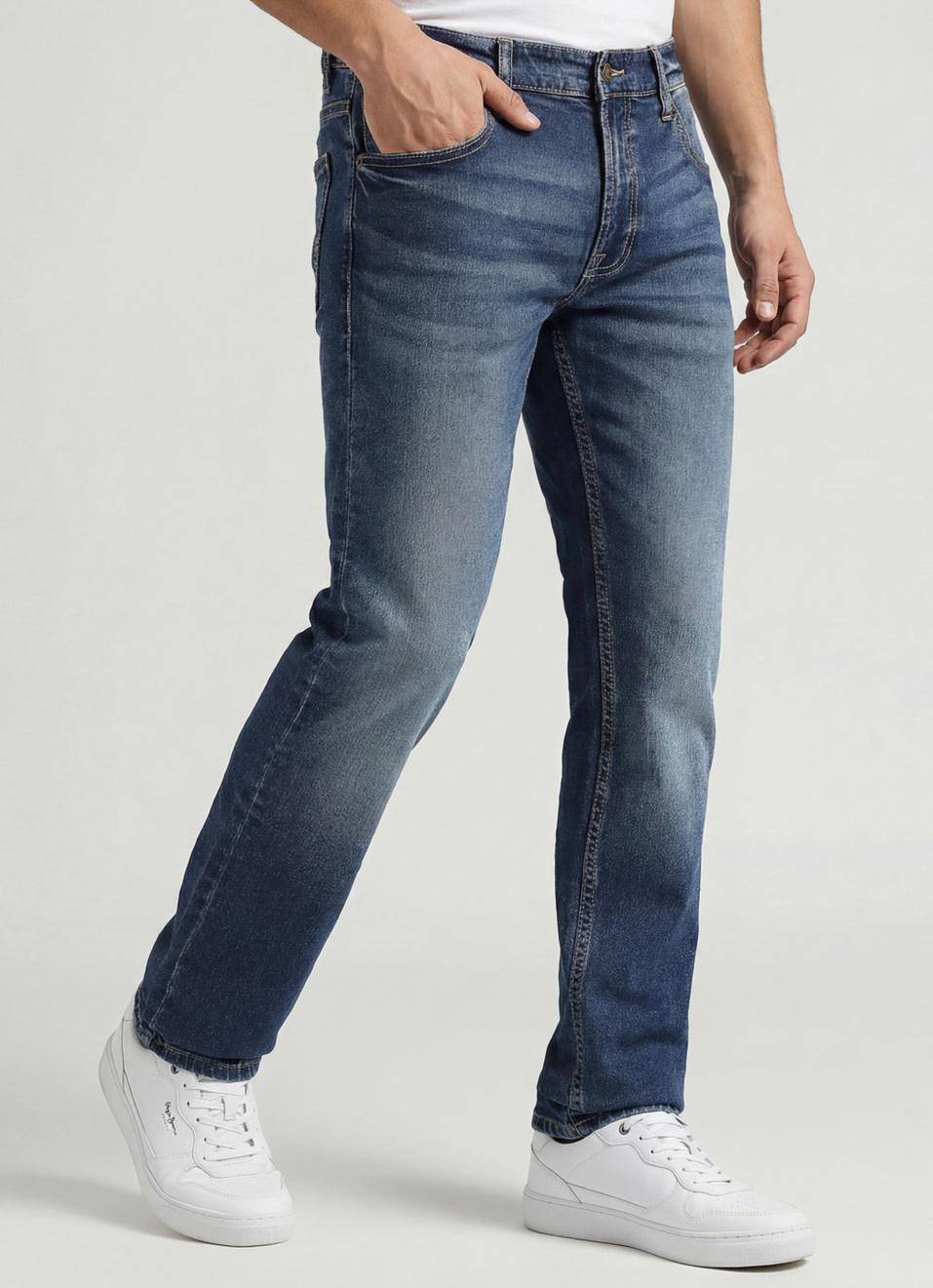 Vapour Blue Mid Rise Slim Fit Jeans, , large image number 0
