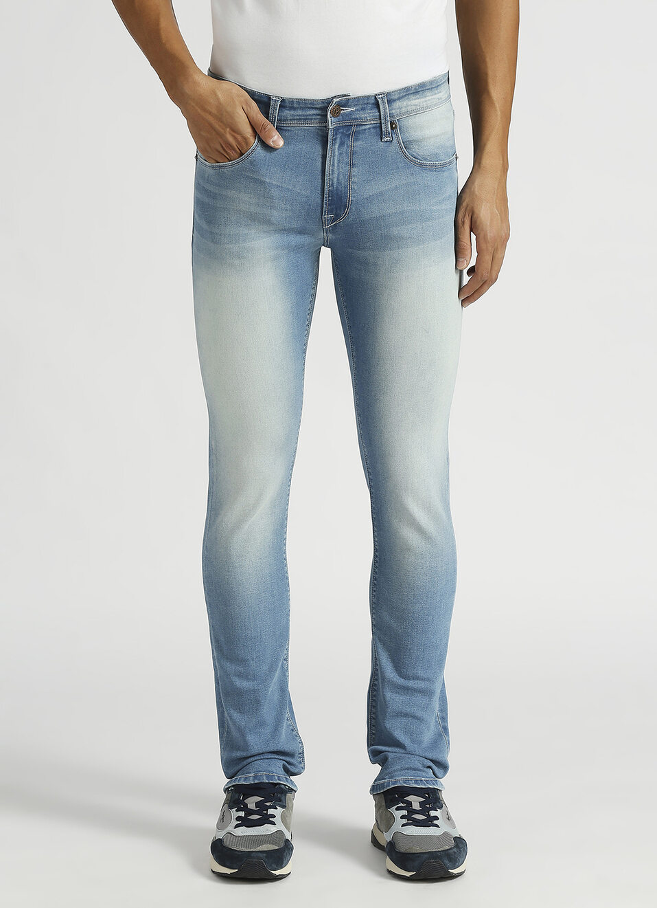 Vapour Light Blue Mid Rise Slim Fit Jeans, , large image number 2