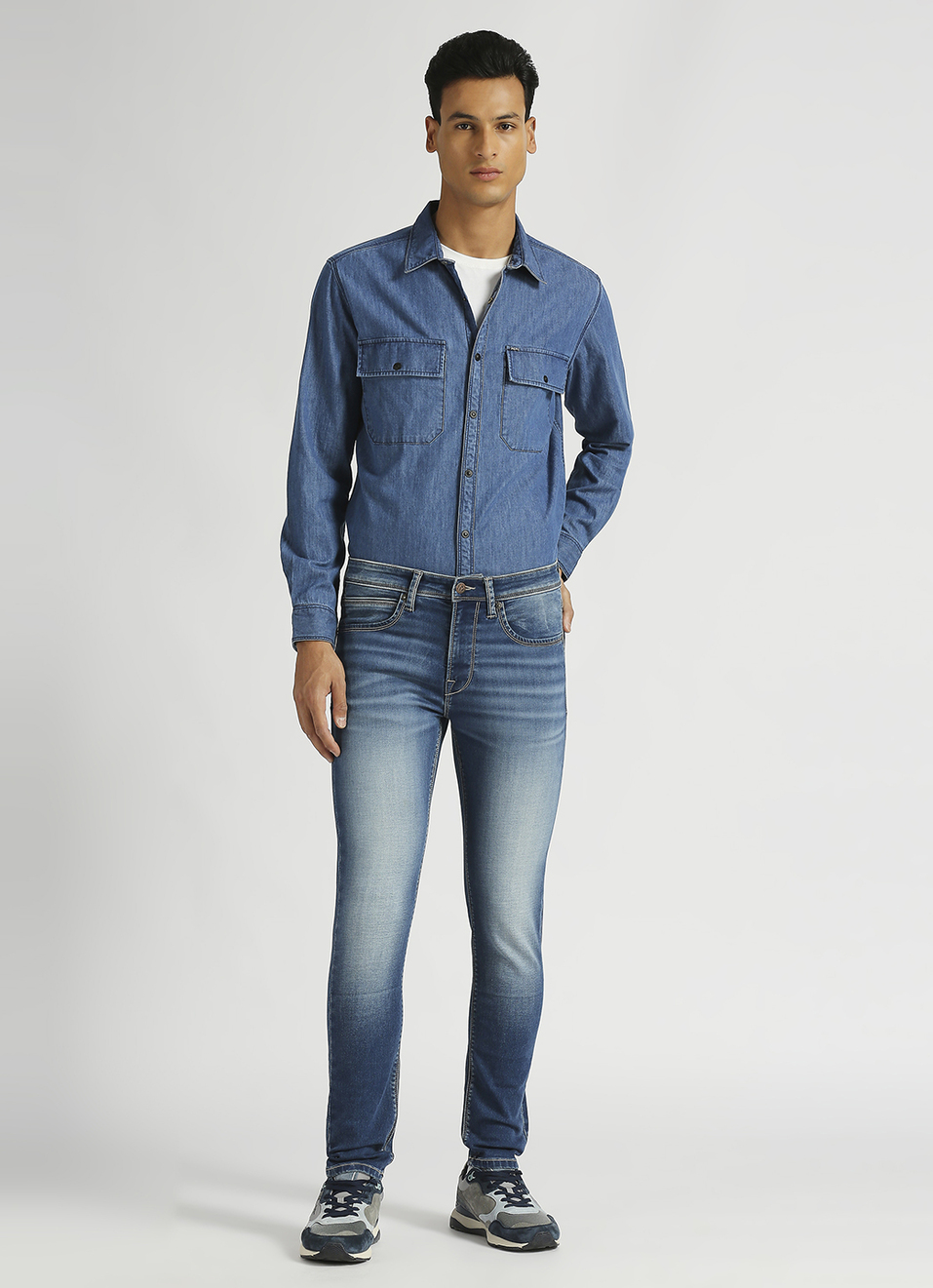 Chinox Blue Mid Rise Skinny Gymindigo Jeans, , large image number 1